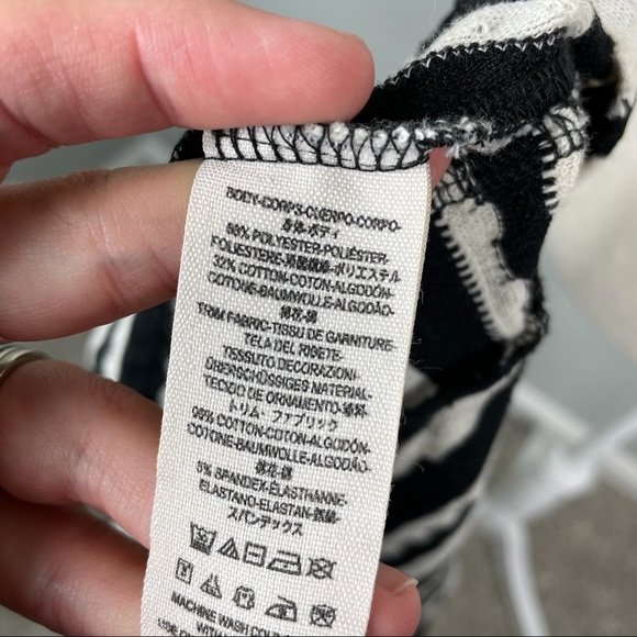 S Free People || Striped Fit n Flare Blouse black and white summer - Picture 6 of 6